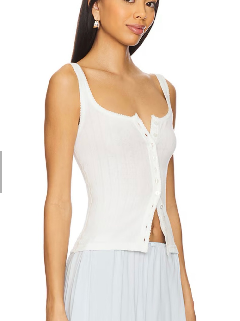 Free People Intimately End Game Pointelle Button Tank
